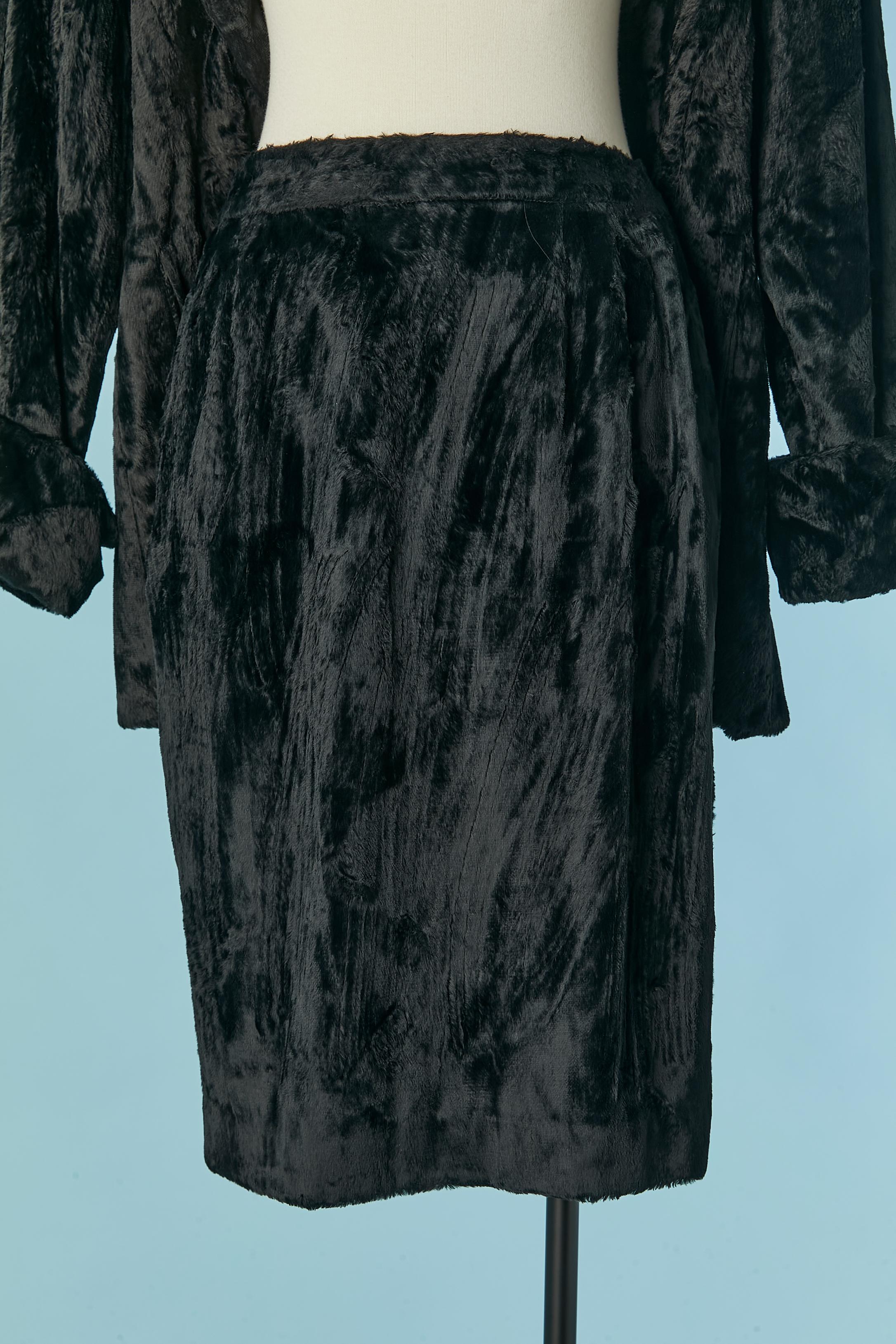 Black skirt-suit in velvet looking like faux fur FENDI For Sale 5