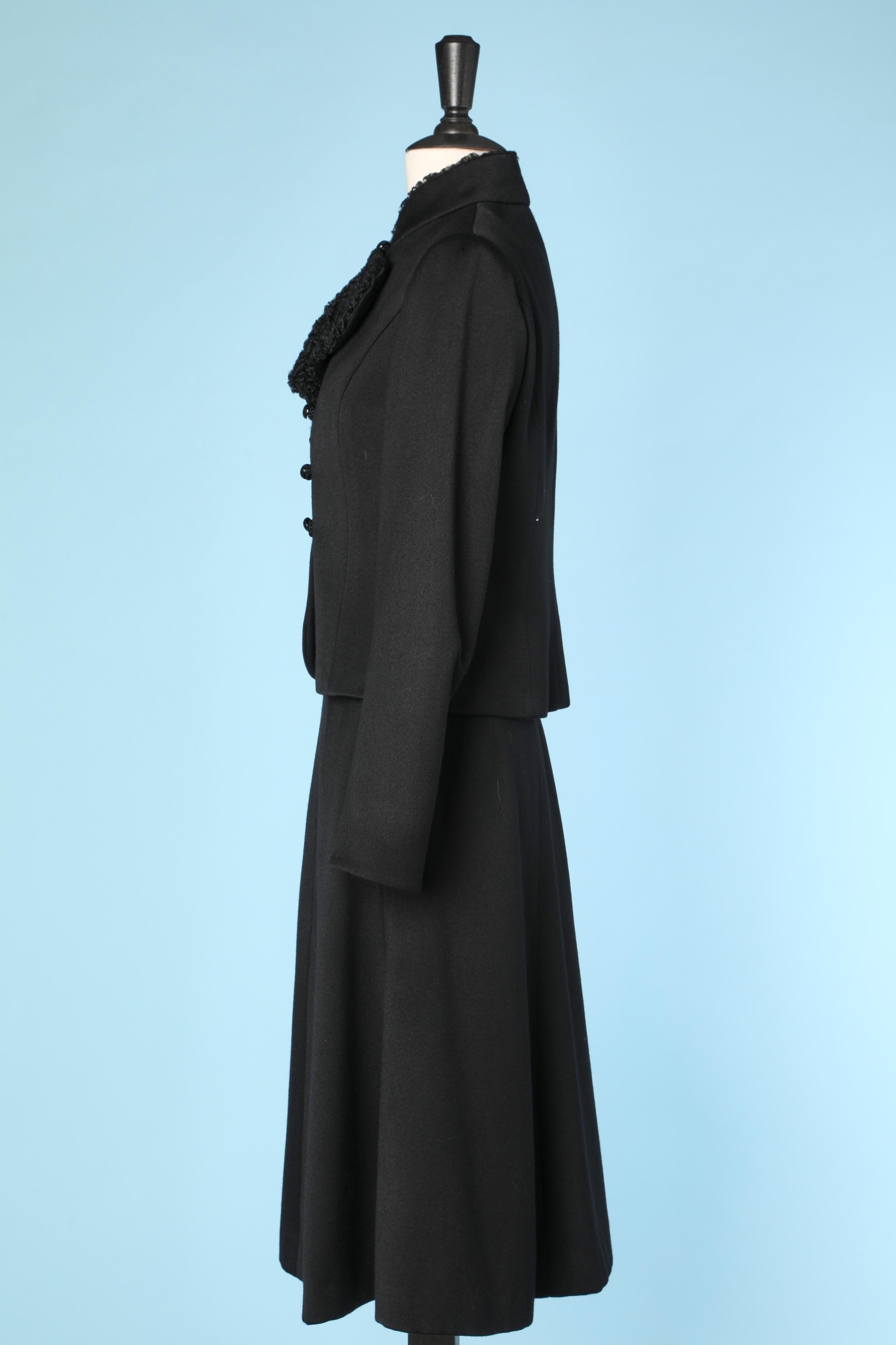 Women's Black skirt-suit in wool, cachemire and astrakan collar Chloé For Sale