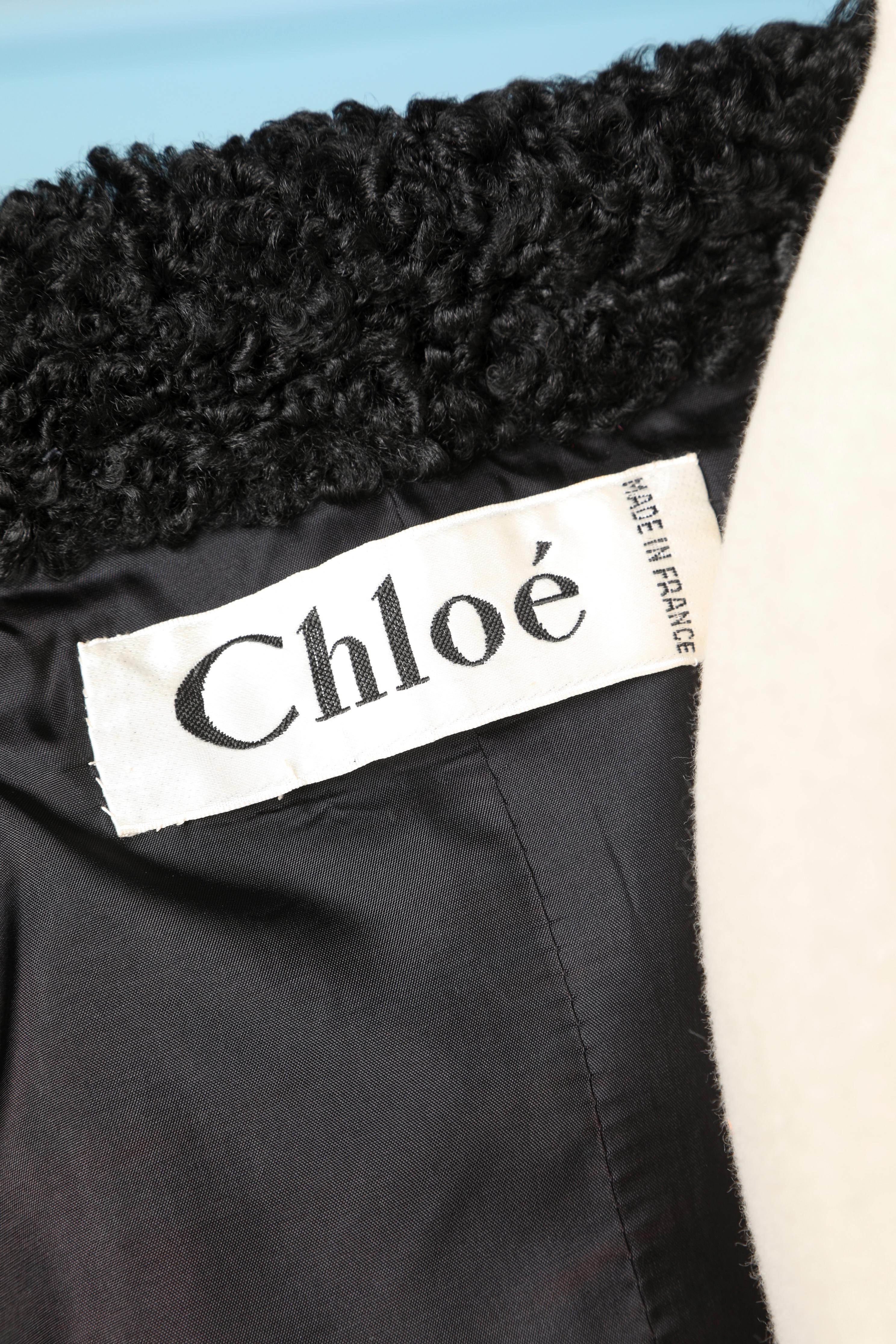 Black skirt-suit in wool, cachemire and astrakan collar Chloé For Sale 2