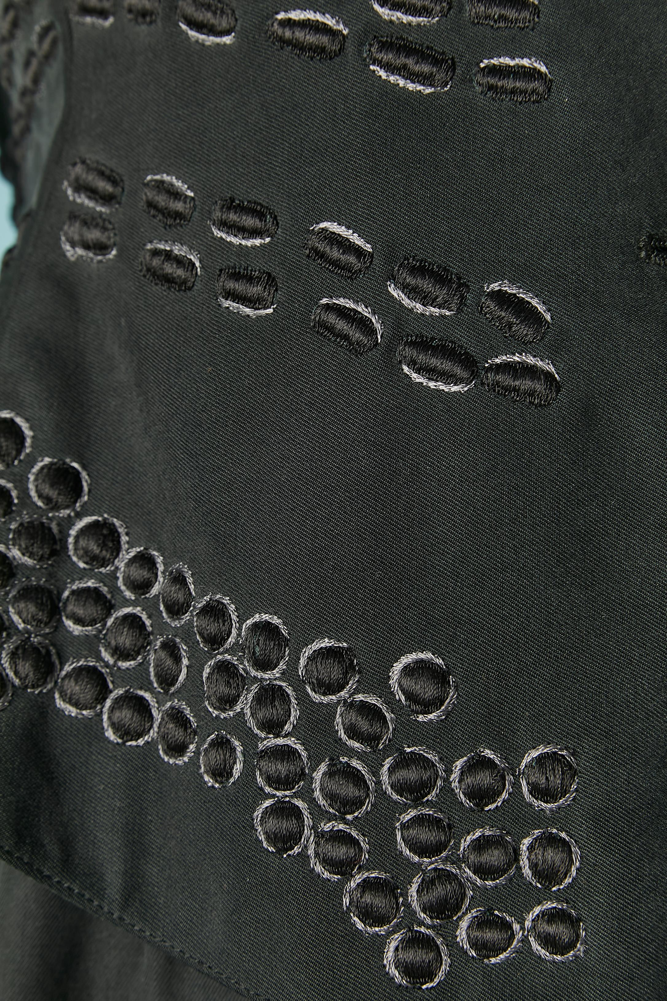 Women's Black skirt suit with black and grey threads embroideries Valentino Boutique For Sale