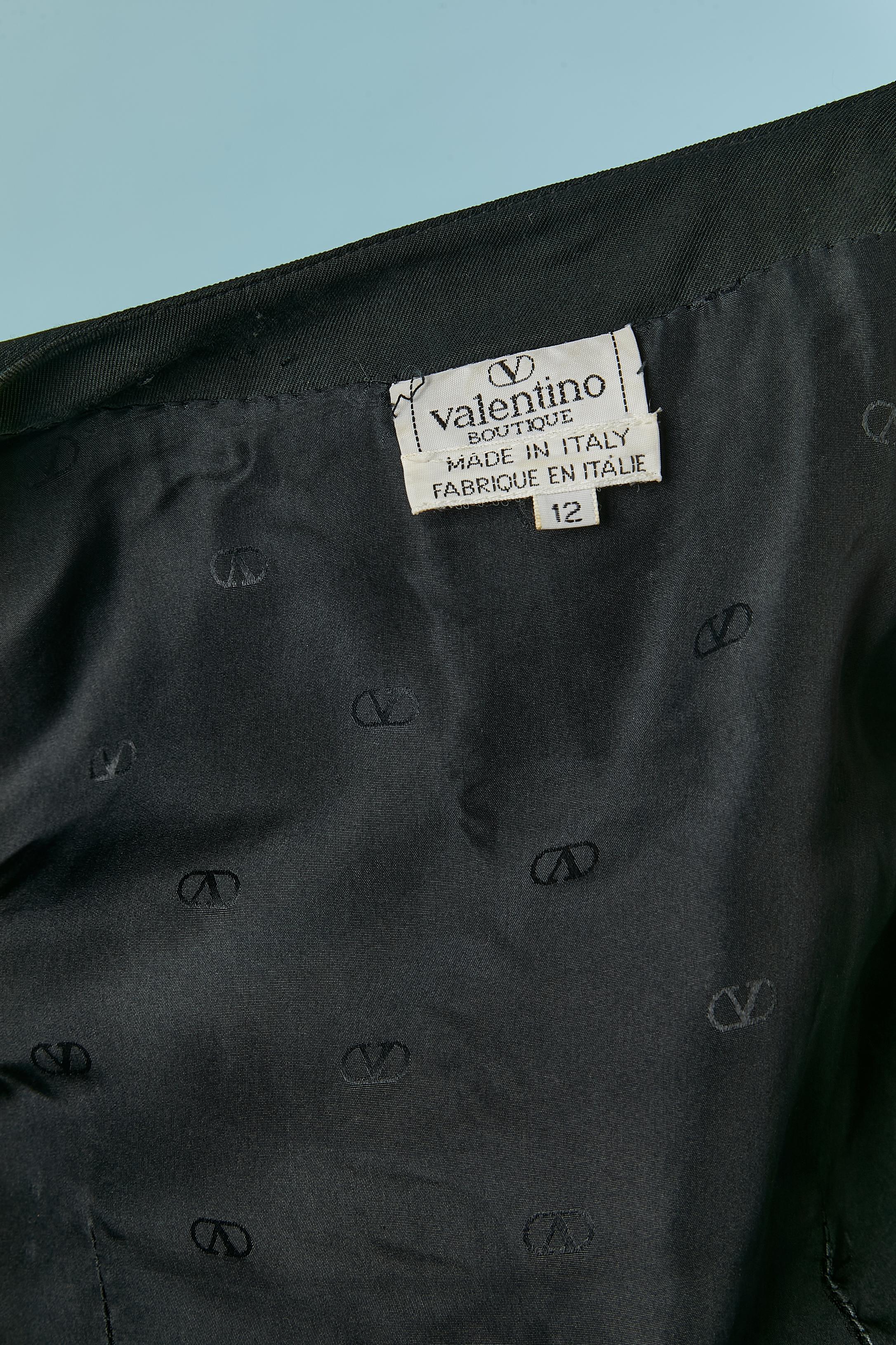 Black skirt suit with black and grey threads embroideries Valentino Boutique For Sale 5