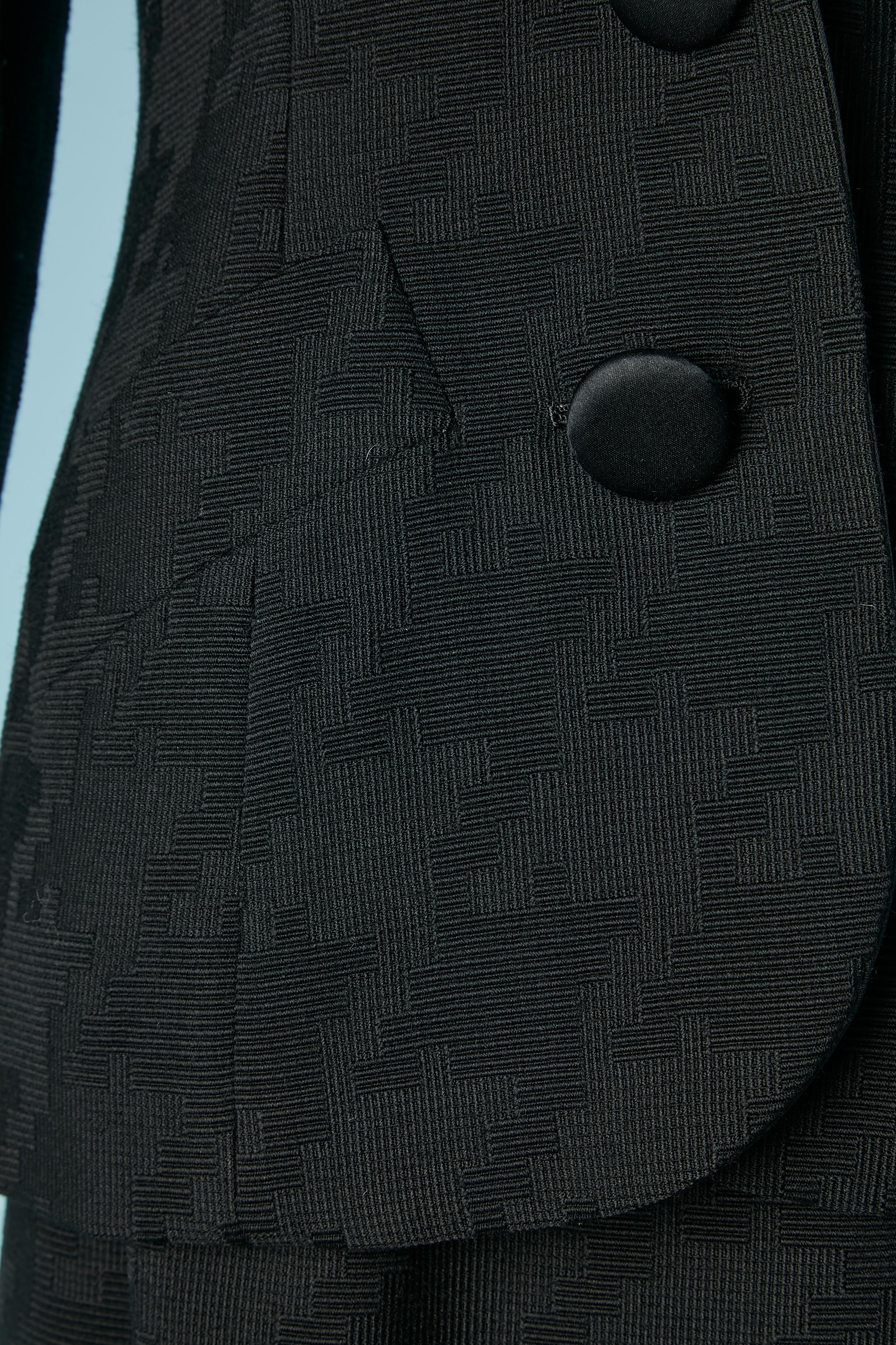 Combinaison jupe noire avec motif graphique Galanos  Excellent état - En vente à Saint-Ouen-Sur-Seine, FR