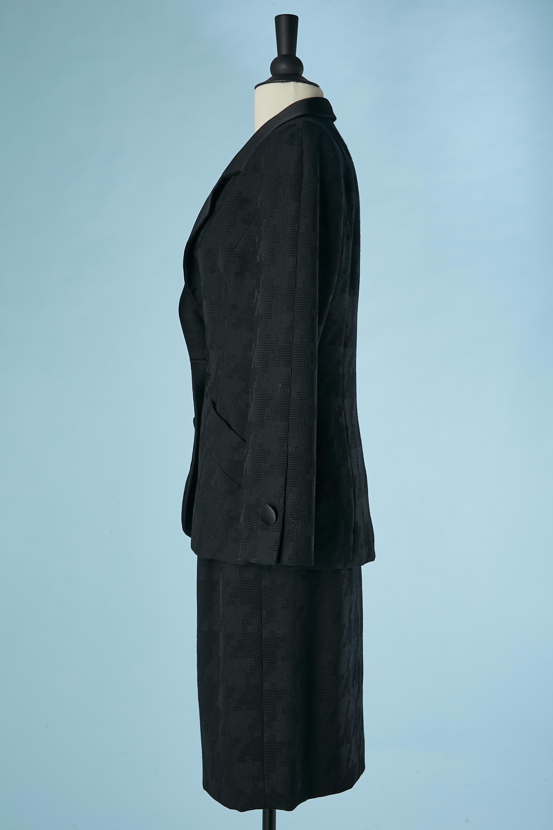 Combinaison jupe noire avec motif graphique Galanos  Pour femmes en vente