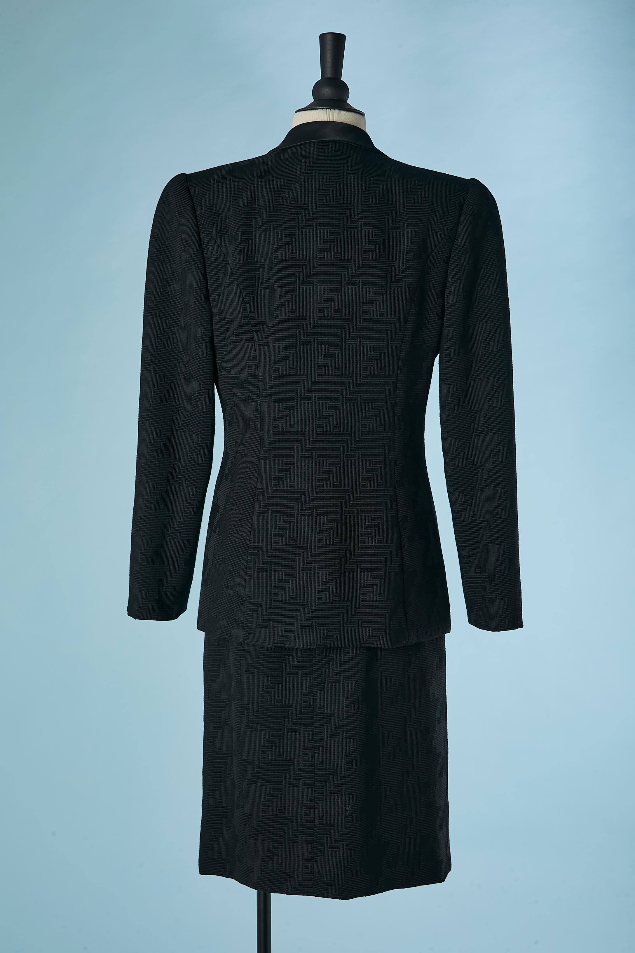 Black skirt-suit with graphic pattern Galanos  For Sale 1