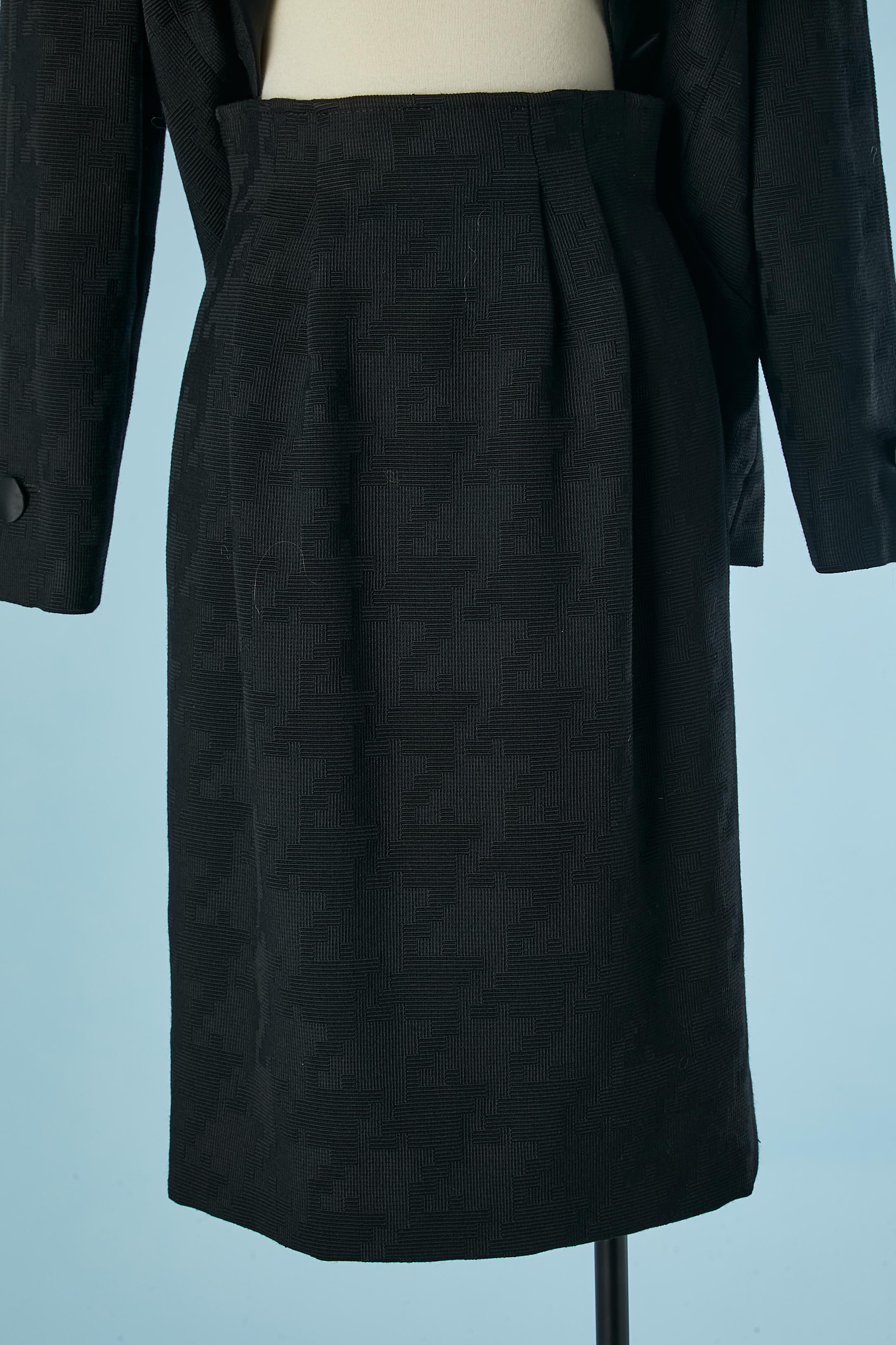 Combinaison jupe noire avec motif graphique Galanos  en vente 2