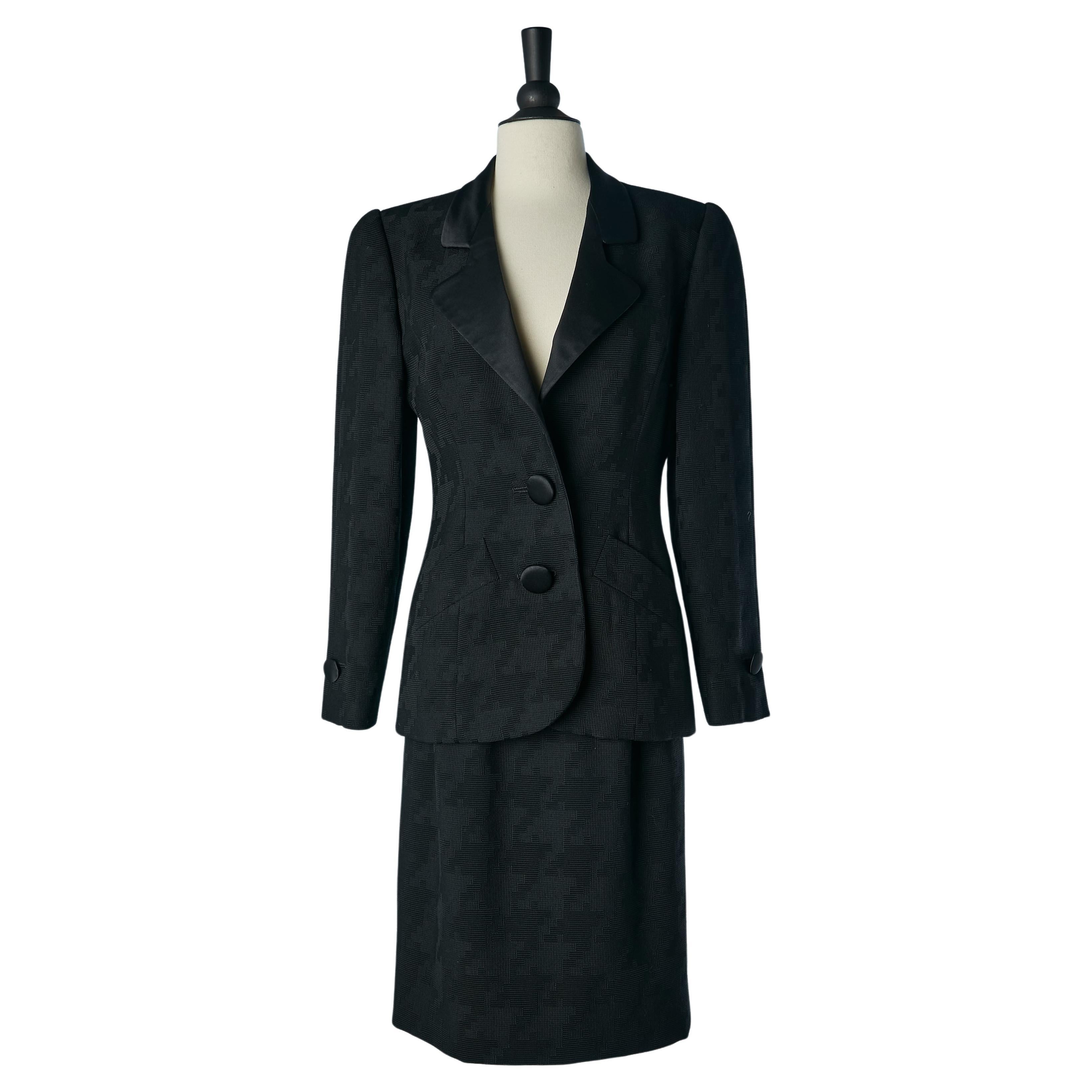Combinaison jupe noire avec motif graphique Galanos  en vente