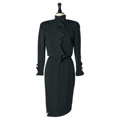 Black skirt suit with notched collar and lapels Thierry Mugler Circa 1990
s