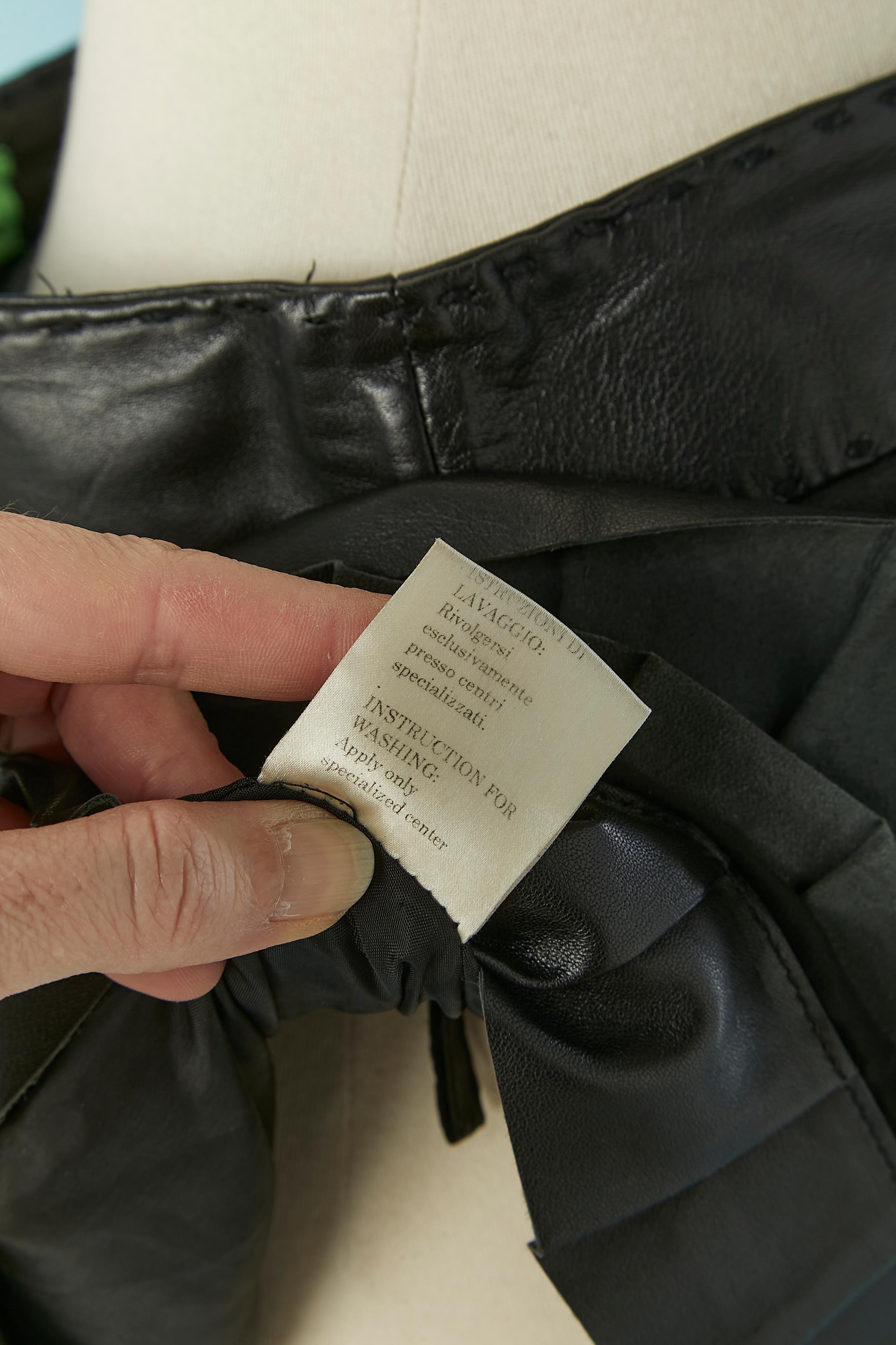 Black skirt with leather and chiffon ruffles ONLY Thierry MUGLER For Sale 5