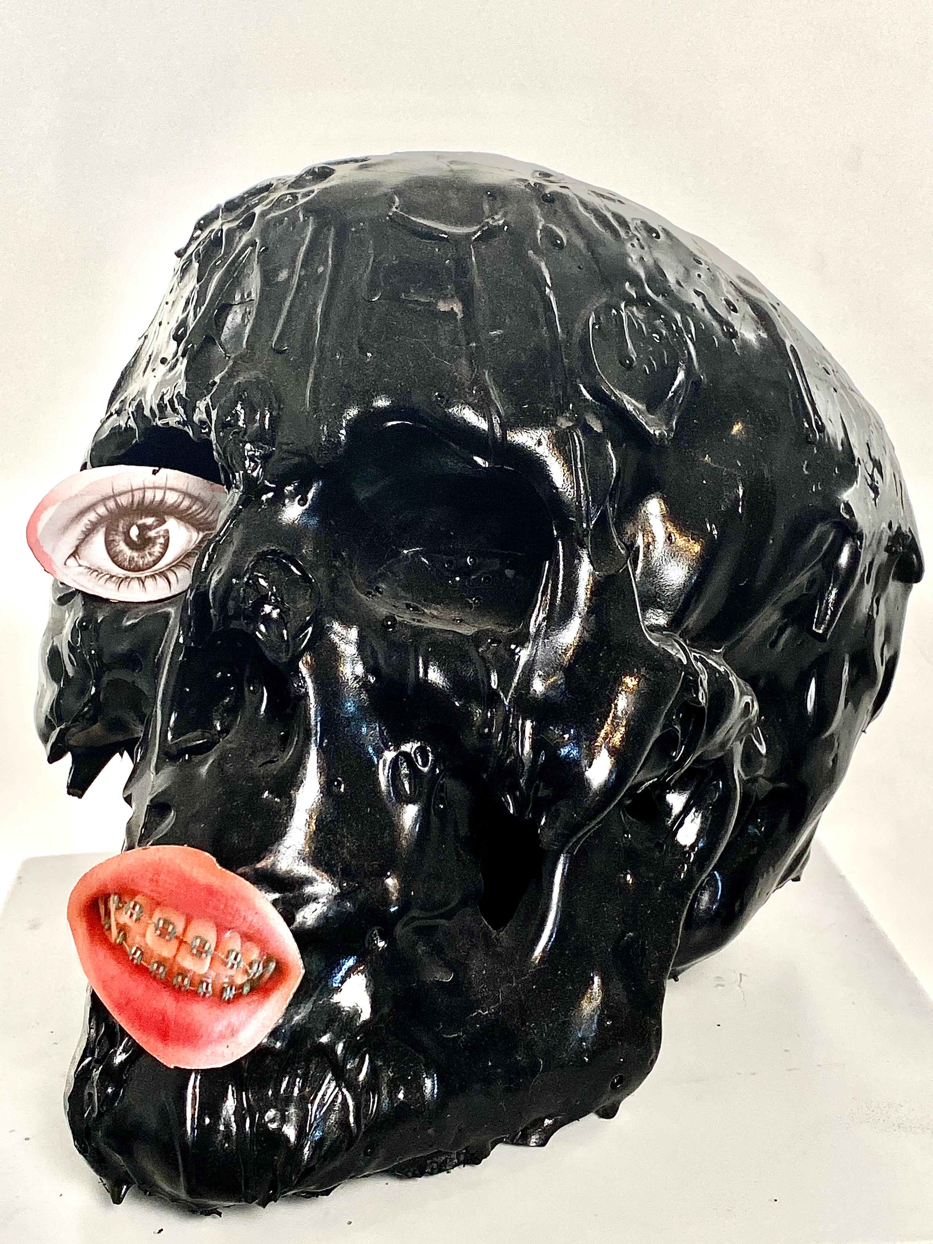 American Black Skull in TAR, 21st Century by Mattia Biagi For Sale