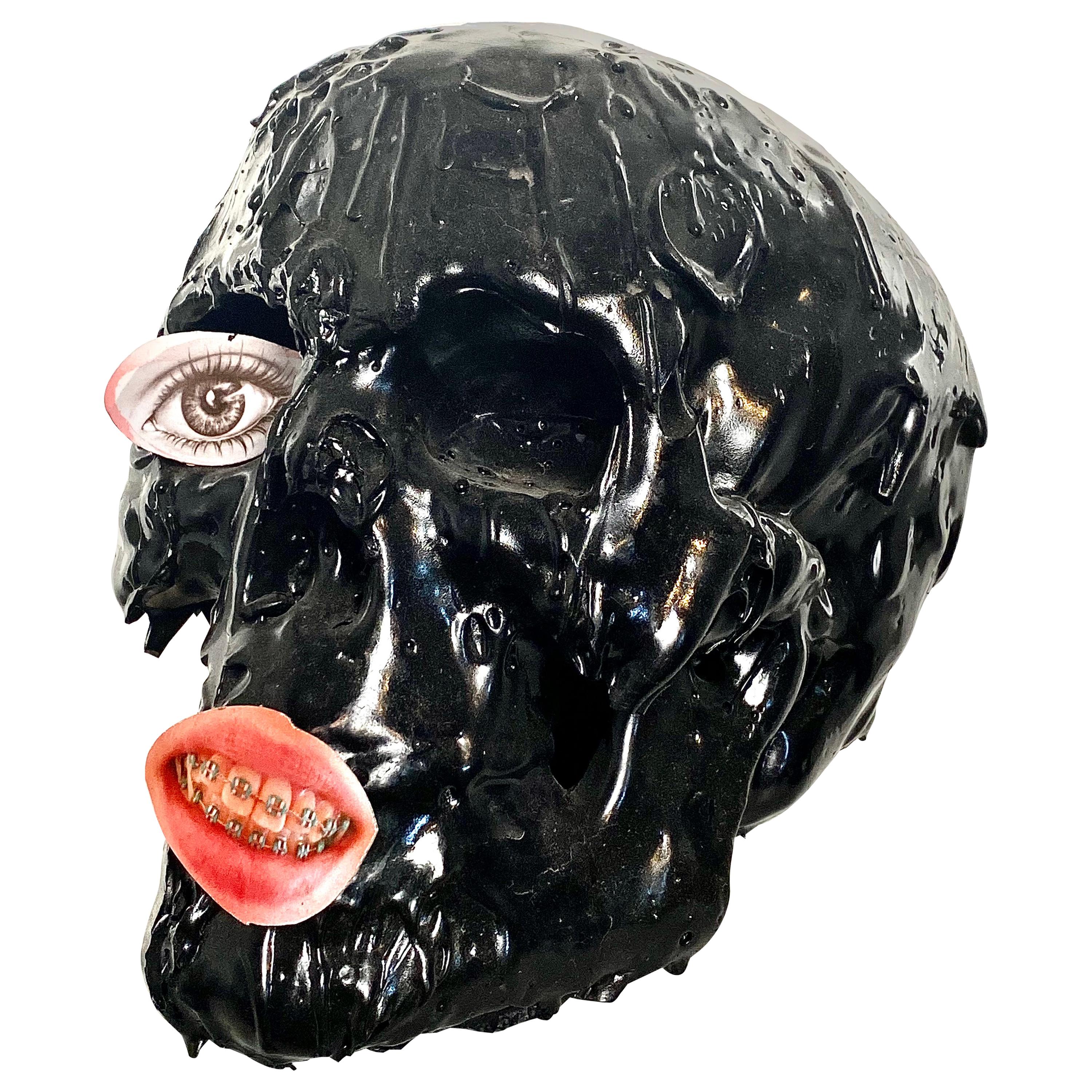 Black Skull in TAR, 21st Century by Mattia Biagi For Sale