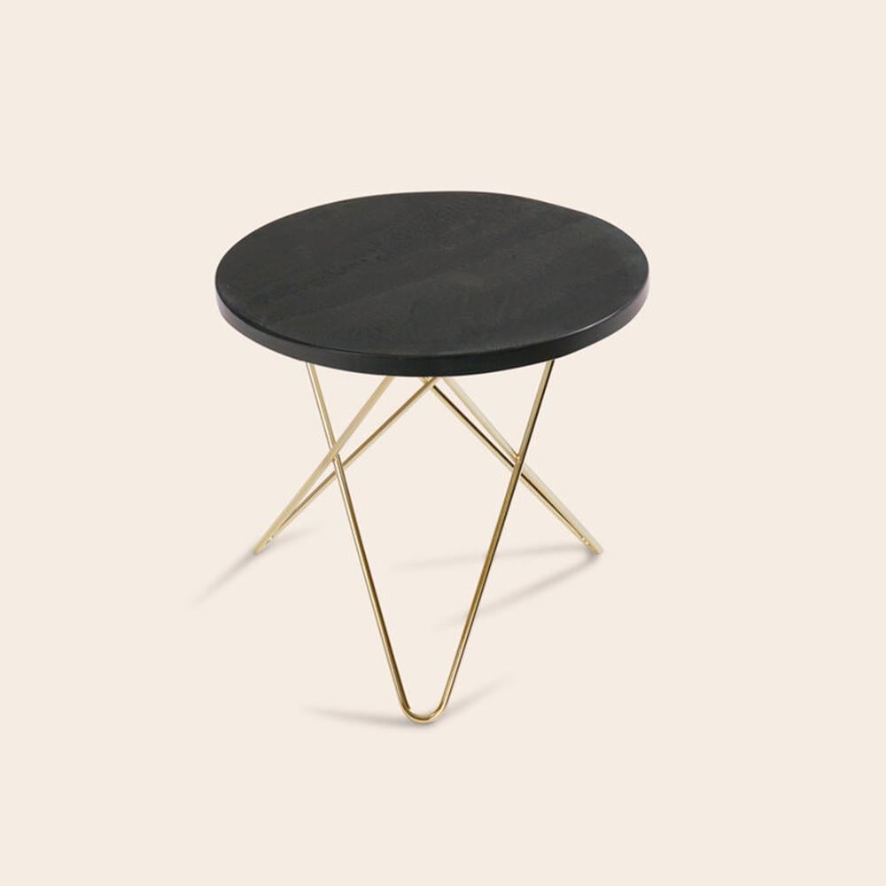 Black Slate and Brass Mini O Table by OxDenmarq
Dimensions: D 40 x H 37 cm
Materials: Brass, Slate
Also Available: Different top and frame options available.

OX DENMARQ is a Danish design brand aspiring to make beautiful handmade furniture,