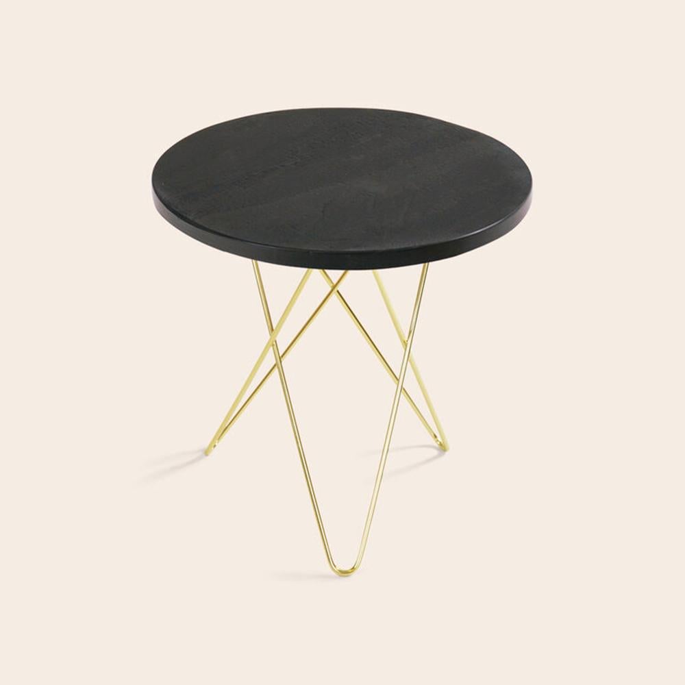 Black slate and brass tall mini O table by OxDenmarq
Dimensions: D 50 x H 50 cm
Materials: Brass, Slate
Also Available: Different top and frame options available.

OX DENMARQ is a Danish design brand aspiring to make beautiful handmade