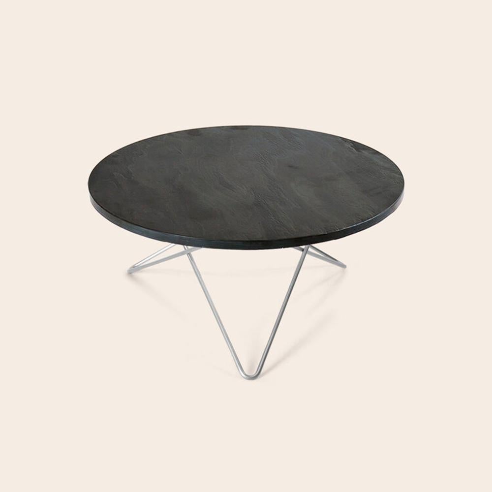 Schwarzer Tisch aus Schiefer und Stahl 