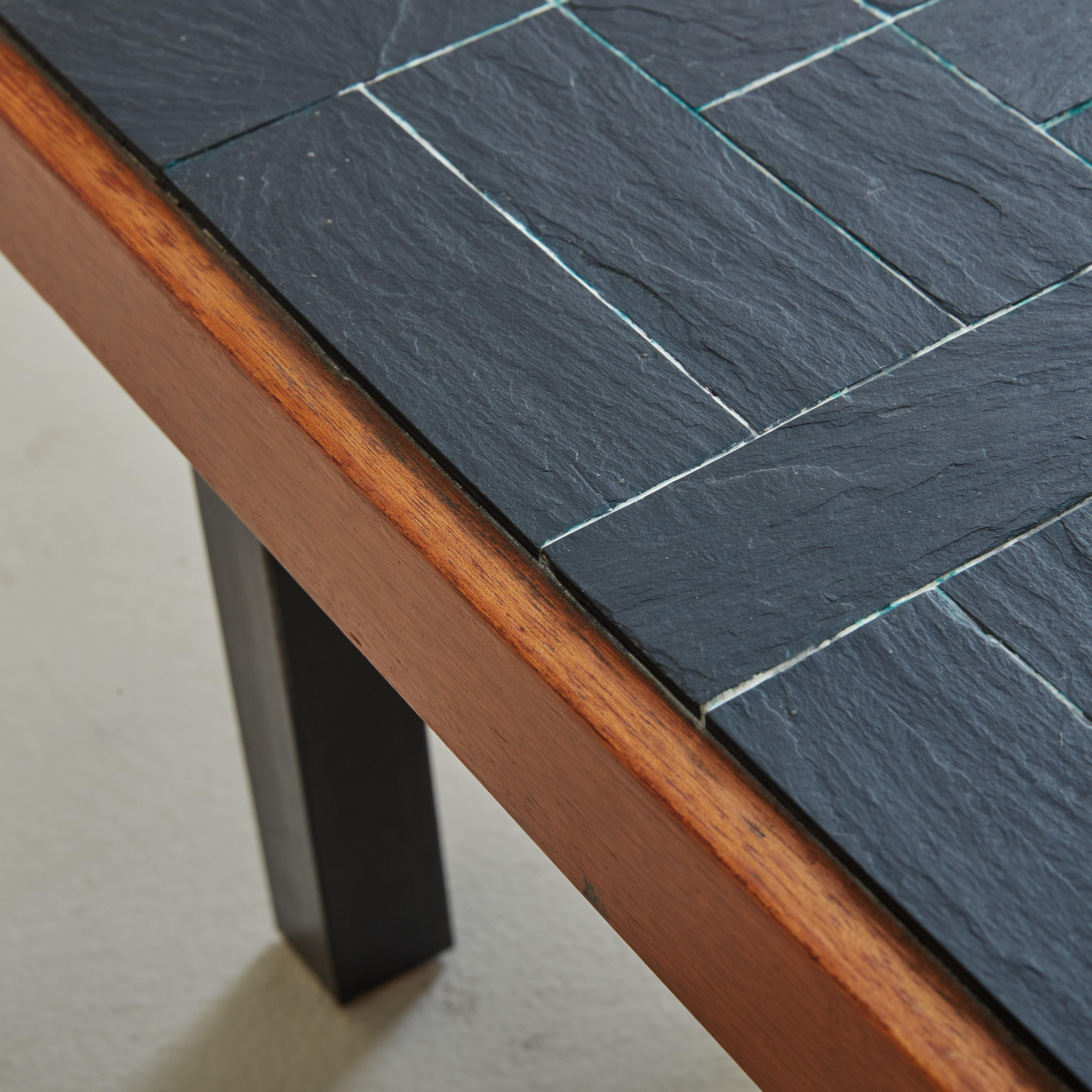 Black Slate Coffee Table in the Style of Pierre Chapo for Maison Regain 5