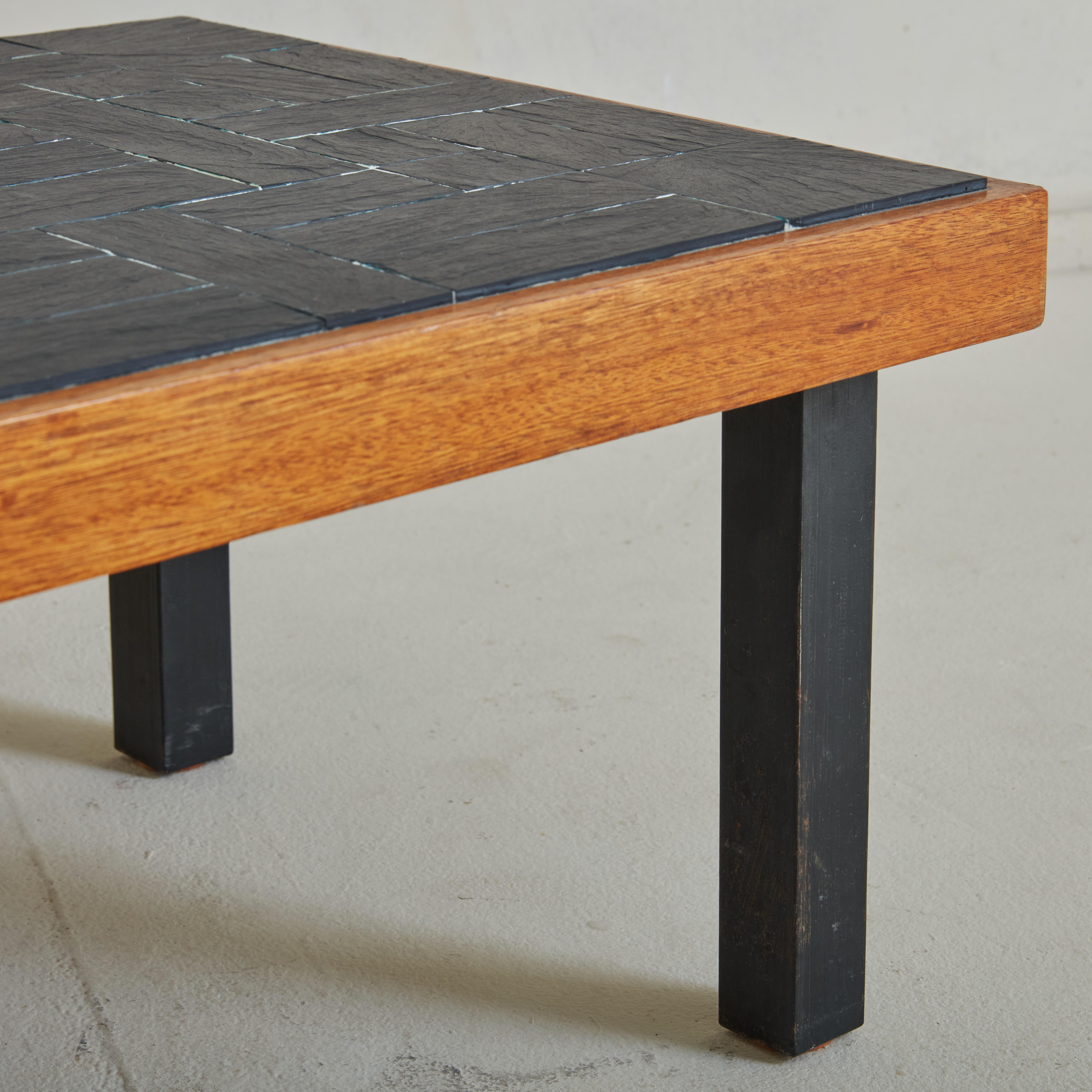 Black Slate Coffee Table in the Style of Pierre Chapo for Maison Regain 2