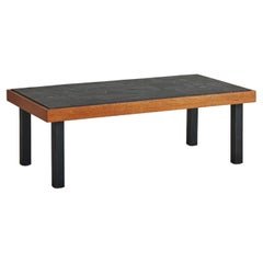 Vintage Black Slate Coffee Table in the Style of Pierre Chapo for Maison Regain