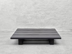 Black Slate Coffee Table with Burned Oak Base