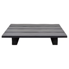 Black Slate Coffee Table with Burned Oak Base