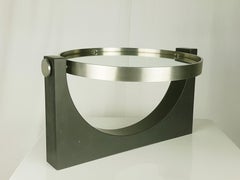 Black Slate & Nickel Plated Metal '60s Tilting Table Mirror Attr. to Mangiarotti