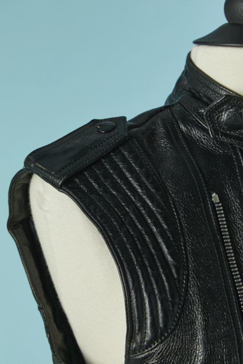 Schwarze ärmellose Bikerjacke SAINT LAURENT Damen im Angebot