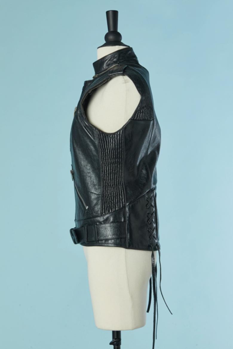 Schwarze ärmellose Bikerjacke SAINT LAURENT im Angebot 1