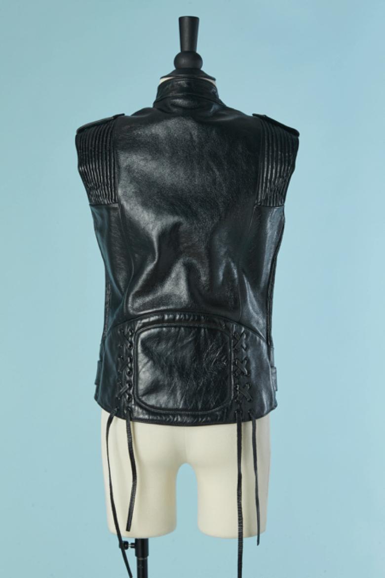 Schwarze ärmellose Bikerjacke SAINT LAURENT im Angebot 2