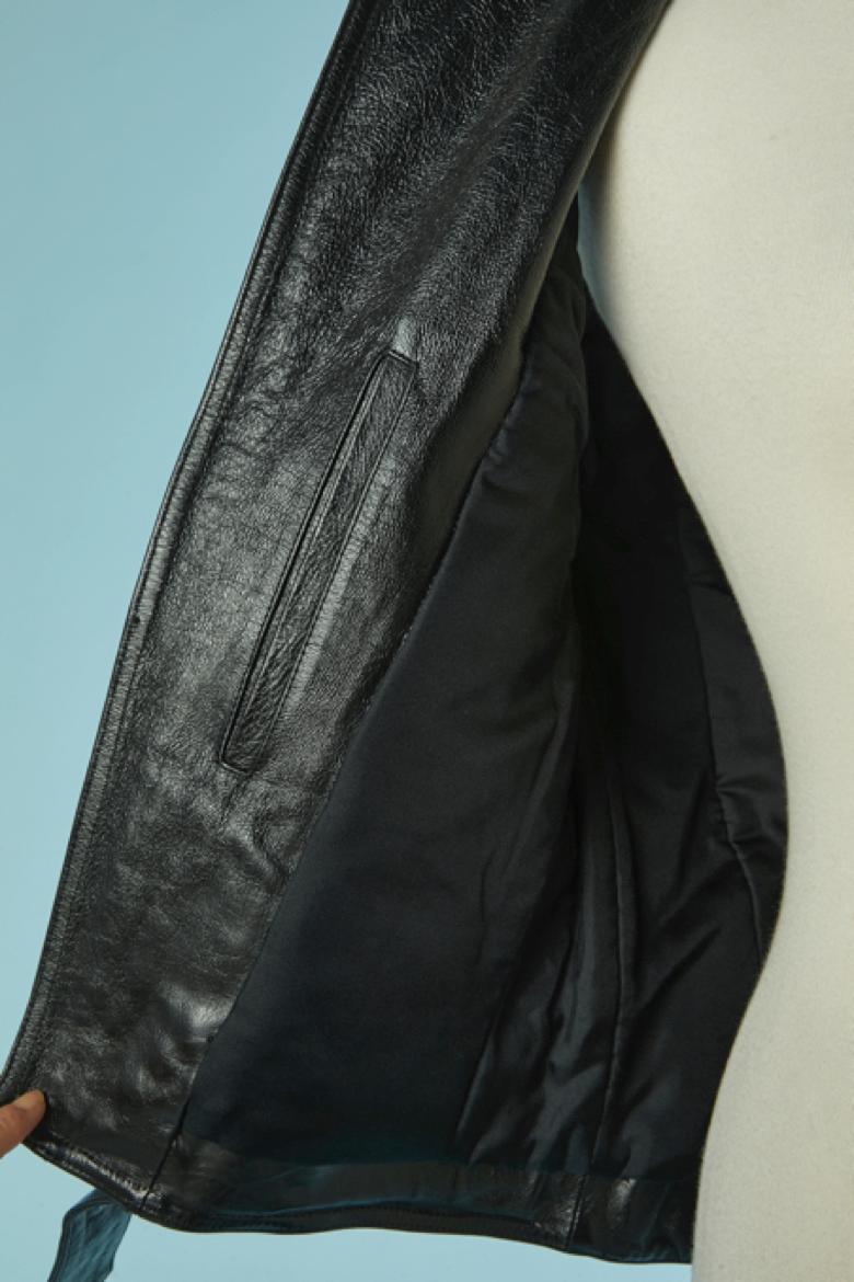Schwarze ärmellose Bikerjacke SAINT LAURENT im Angebot 3