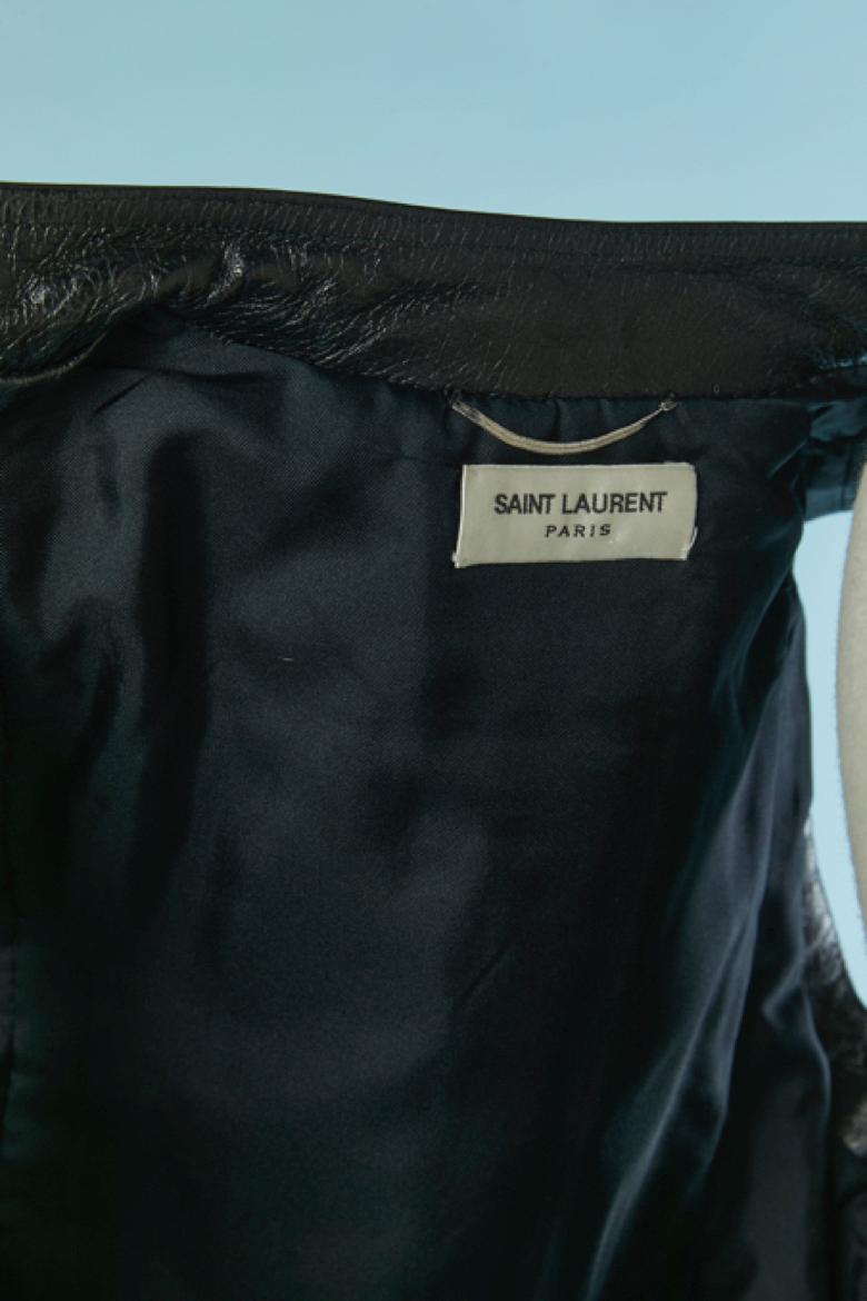Schwarze ärmellose Bikerjacke SAINT LAURENT im Angebot 4