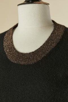 Black sleeveless cashmere sweater with lurex edge CHANEL
