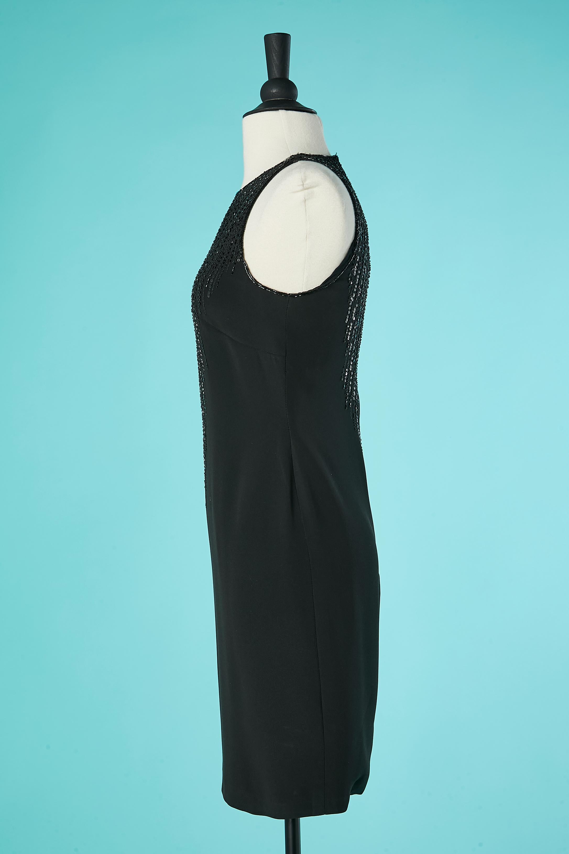 Black sleeveless cocktail dress with  embroideries Emanuel Ungaro Circa 1980's  For Sale 1