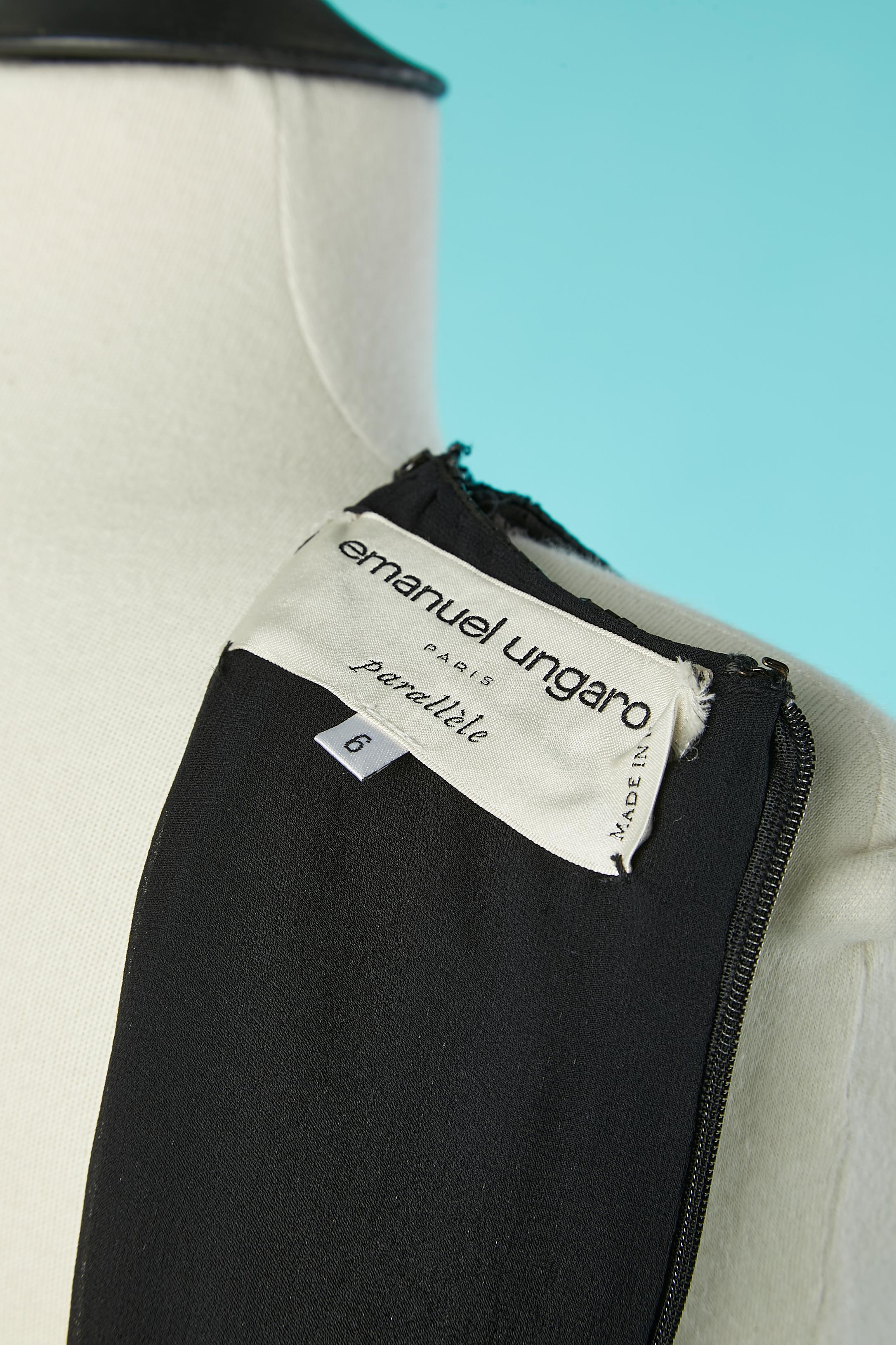 Vestido de cóctel negro sin mangas con  bordados Emanuel Ungaro Circa 1980's en venta 2