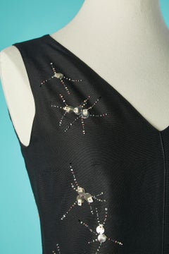 Black sleeveless cocktail dress with embroideries Valentino Miss V