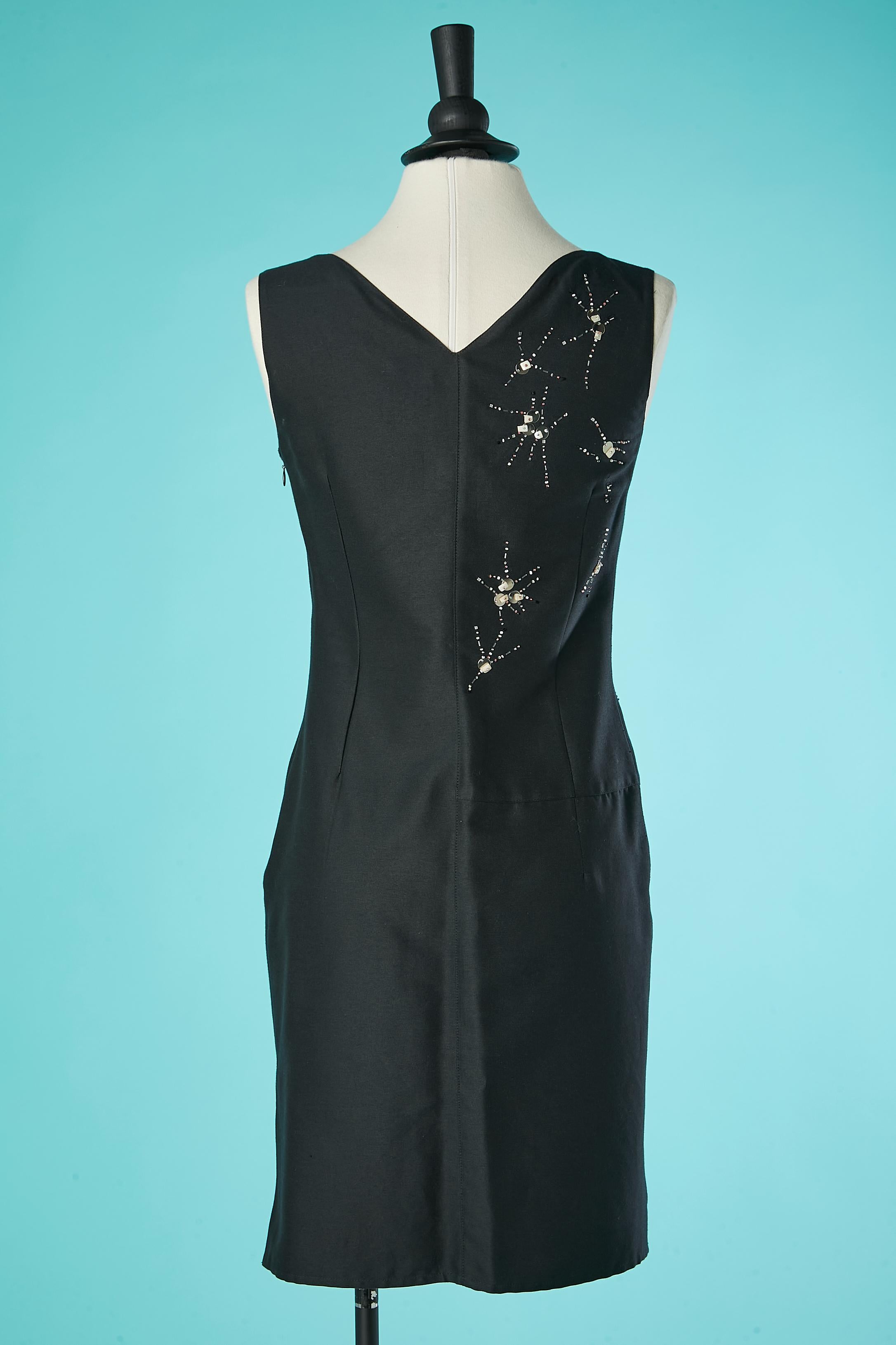 Black sleeveless cocktail dress with embroideries Valentino Miss V  For Sale 1
