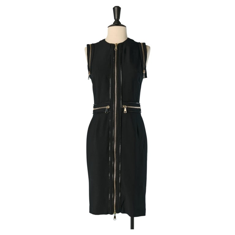 black dress with gold zipper Gold Zipper Dress