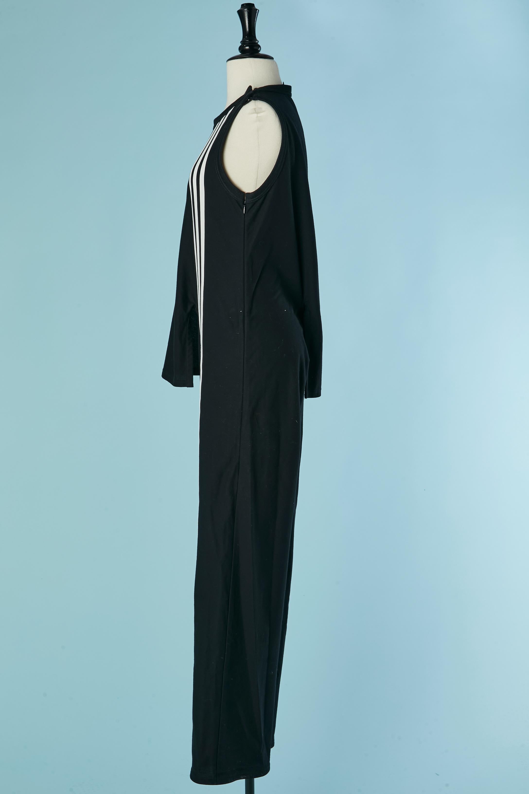 Schwarzer ärmelloser Baumwollpullover mit weißen Streifen Y-3 YOHJI YAMAMOTO für Damen oder Herren im Angebot