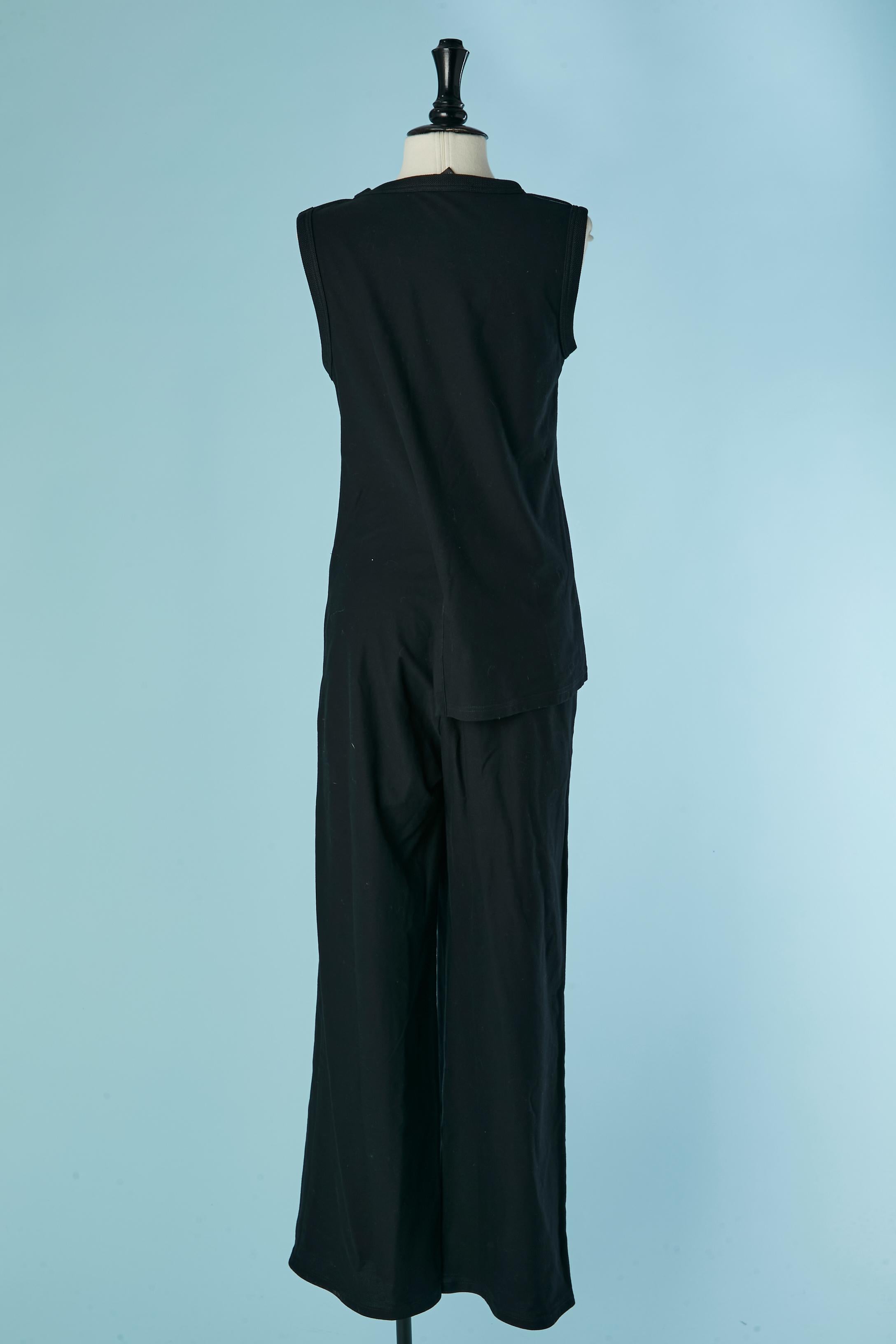 Schwarzer ärmelloser Baumwollpullover mit weißen Streifen Y-3 YOHJI YAMAMOTO im Angebot 1