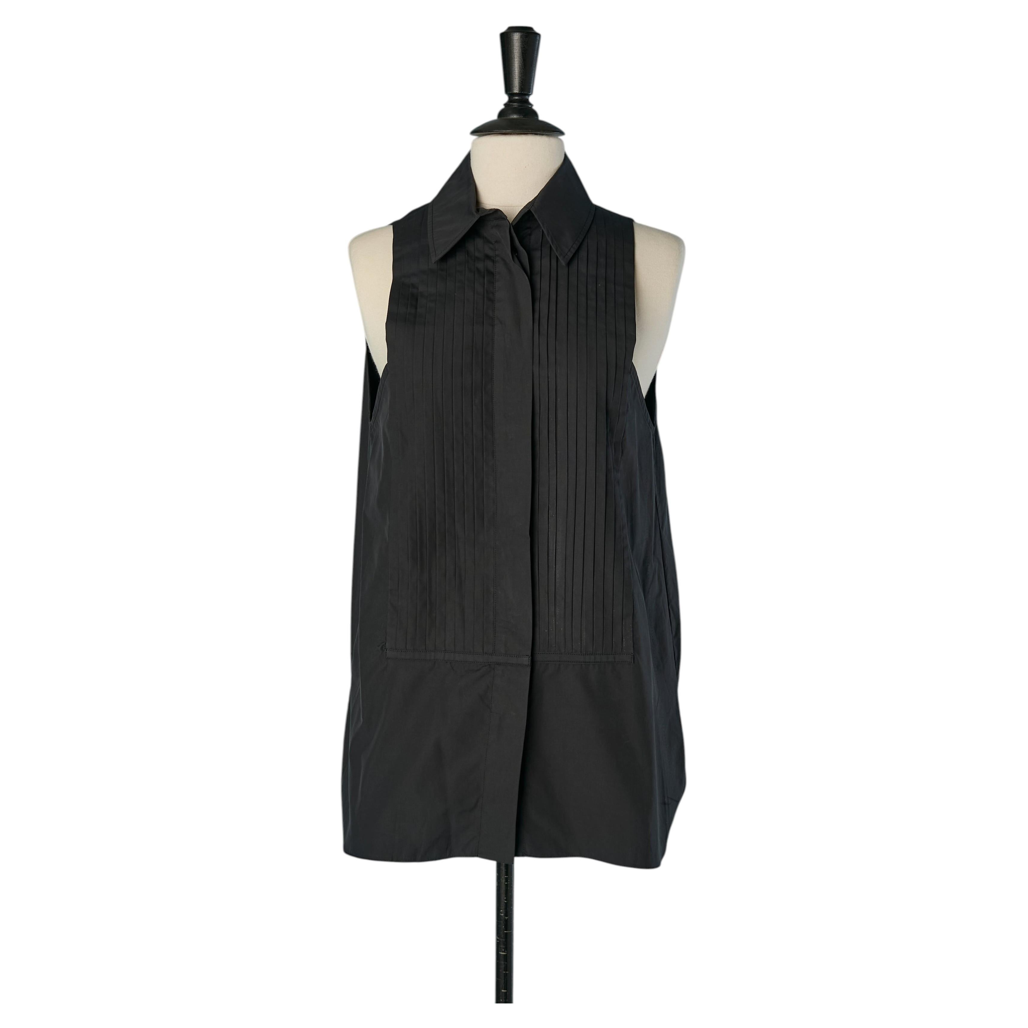 Camisa negra de algodón sin mangas ALEXANDRE VAUTHIER