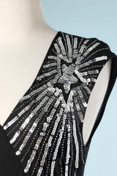 Abito nero senza maniche in chiffon con paillettes e perline argentate See By Chloé