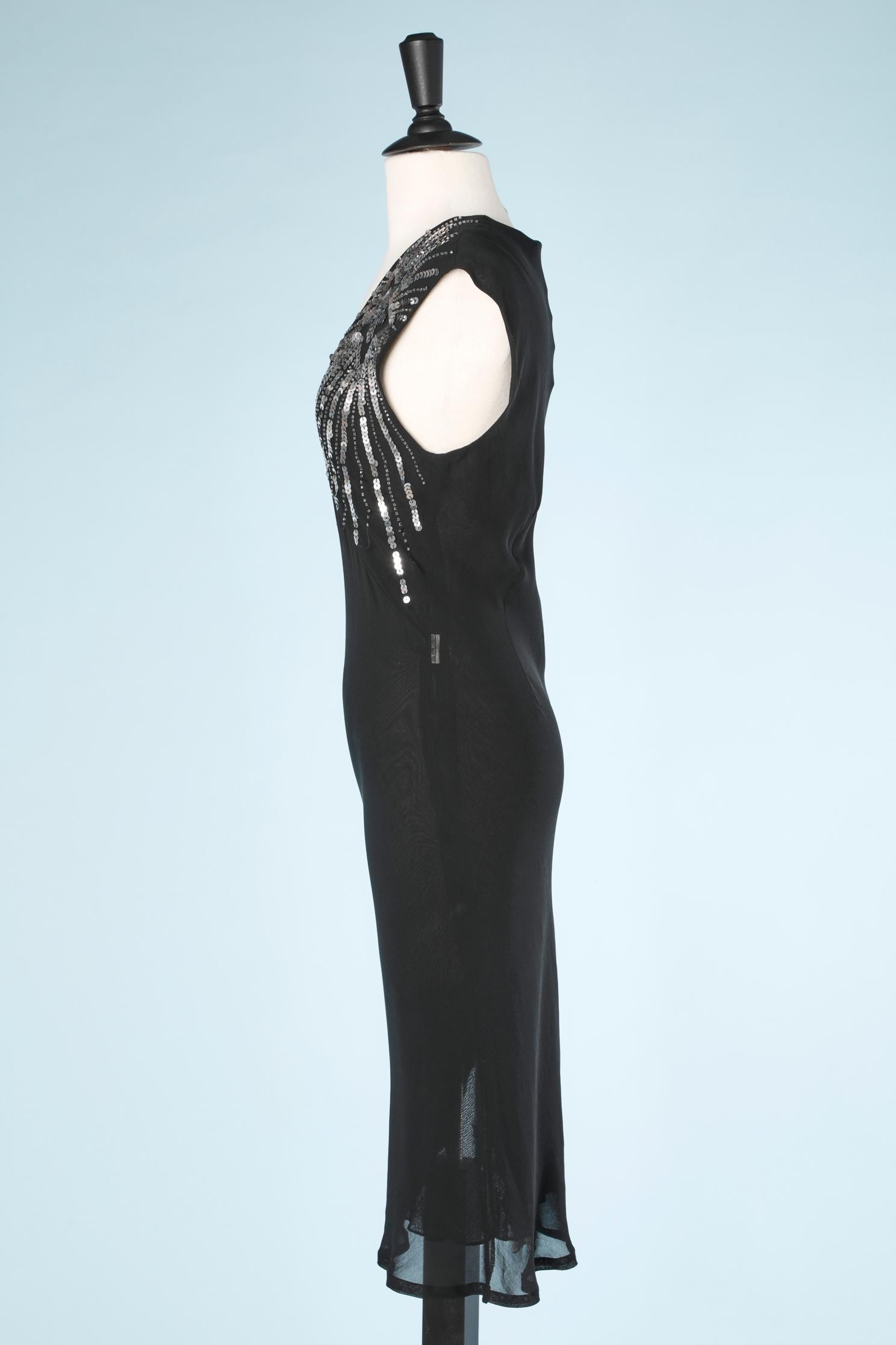 De las mujeres Vestido negro sin mangas de gasa con lentejuelas y abalorios plateados See By Chloé en venta