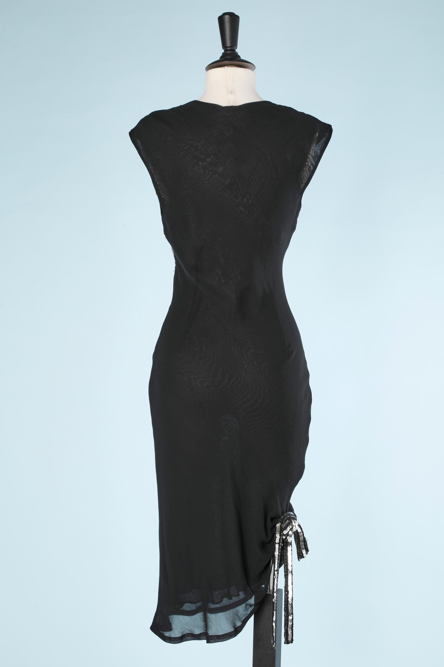 Vestido negro sin mangas de gasa con lentejuelas y abalorios plateados See By Chloé en venta 1