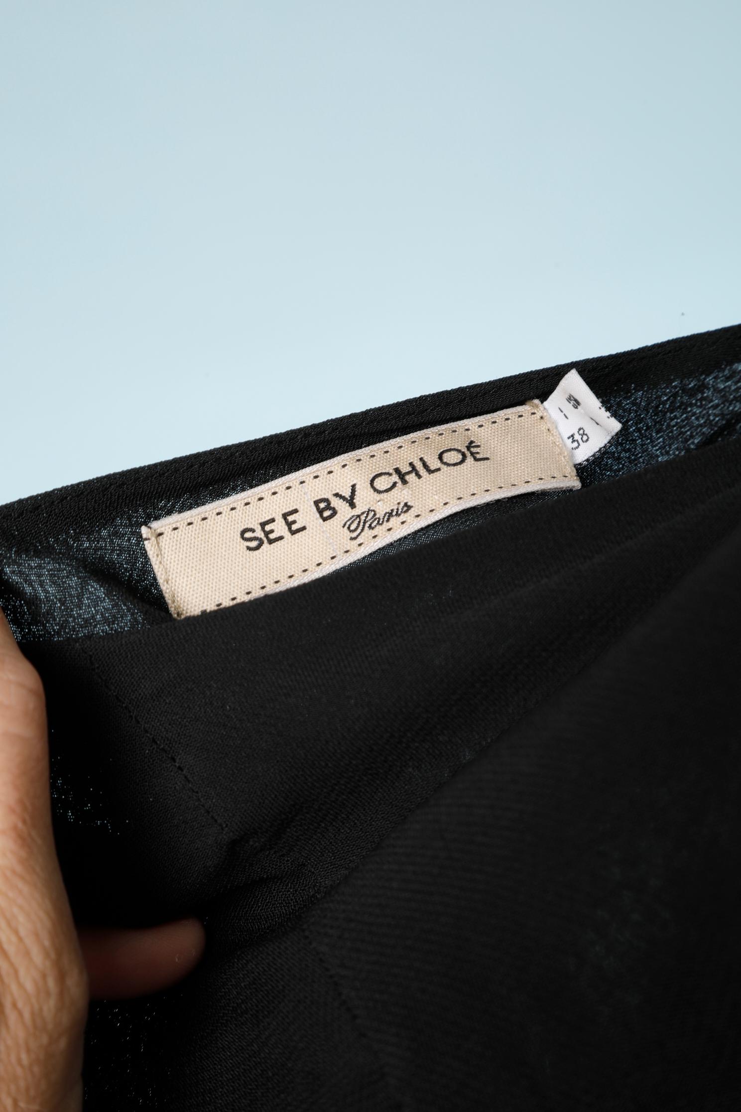 Vestido negro sin mangas de gasa con lentejuelas y abalorios plateados See By Chloé en venta 2