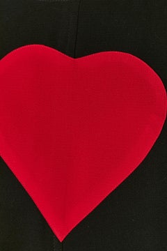 Black sleeveless dress with red heart appliqué YVES SAINT LAURENT Variation
