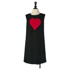 Black sleeveless dress with red heart appliqué YVES SAINT LAURENT Variation