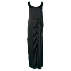 Schwarzes ärmelloses Abendkleid drapiert auf der linken Hüfte Lanvin "Les Dix Ans " NEW