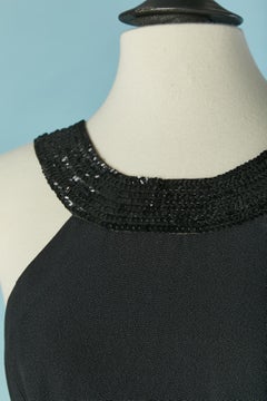 Black sleeveless evening dress with black sequin neckline Sonia Rykiel