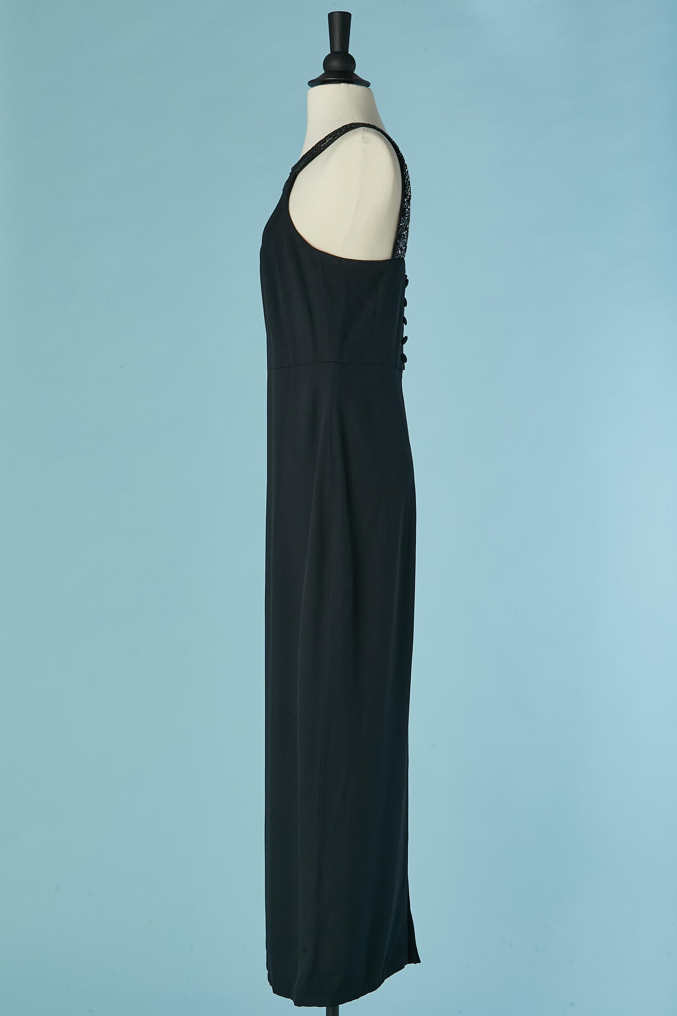 Vestido de noche negro sin mangas con escote de lentejuelas negras Sonia Rykiel Negro en venta