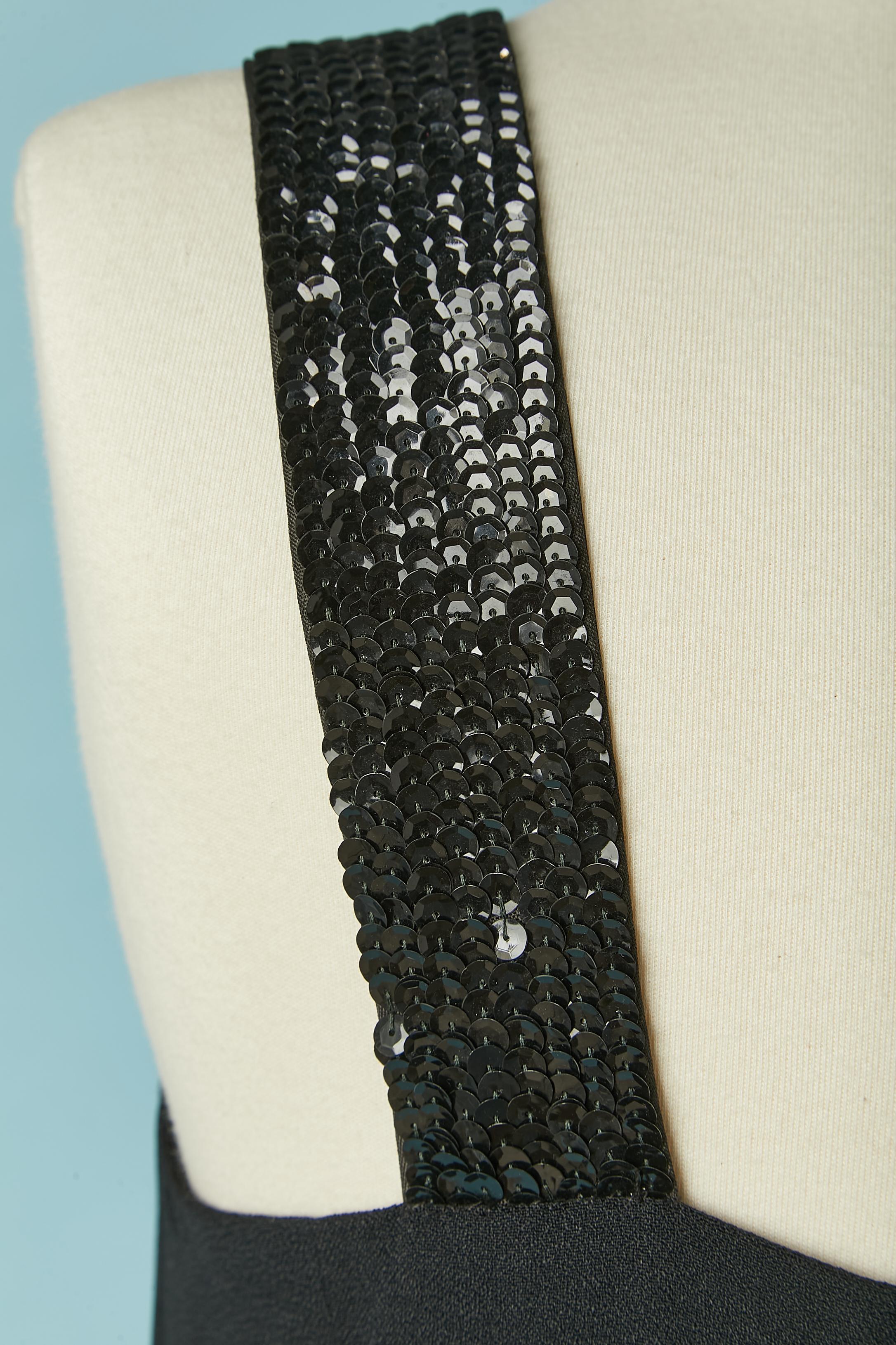 De las mujeres Vestido de noche negro sin mangas con escote de lentejuelas negras Sonia Rykiel en venta