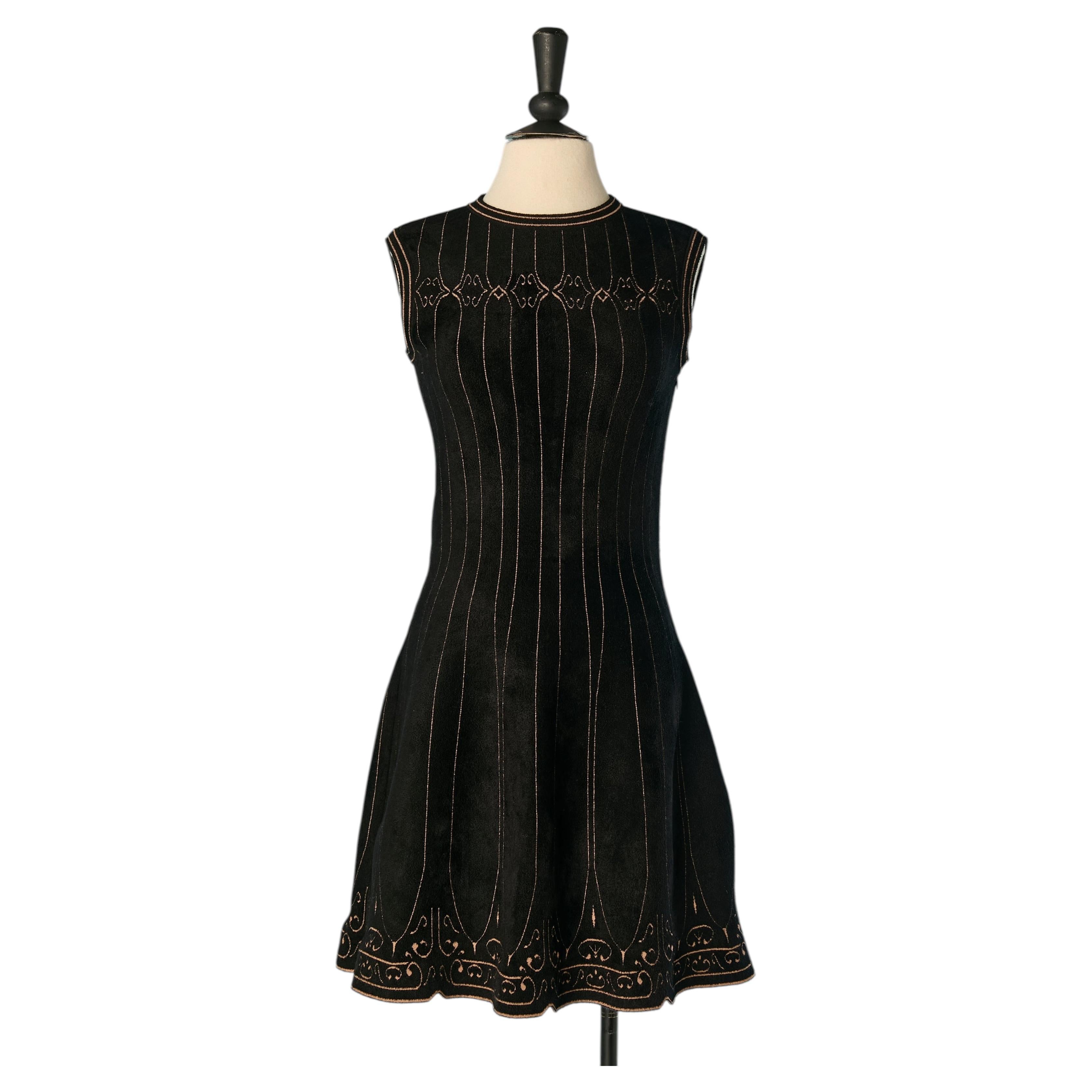 Robe jacquard noire sans manches ALAIA