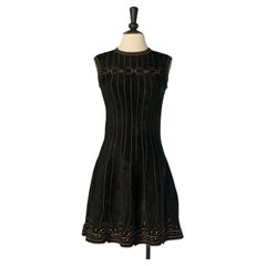 Black sleeveless jacquard dress ALAIA