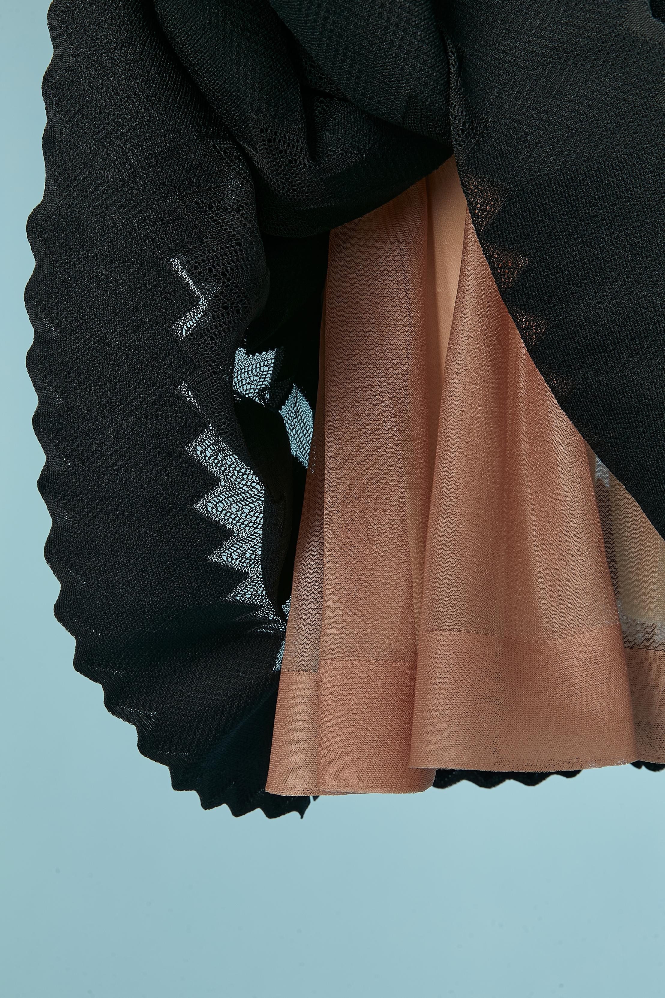 Vestido negro de jacquard sin mangas con forro transparente ALAIA en venta 2